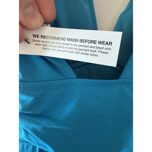 ROBIN PICCONE Aubrey One-Piece Swimsuit Size 6 Cyan Blue Plunging V-Worn once - Picture 13 of 16